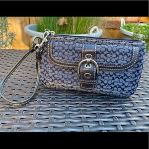 COACH Signature Blue Wristlet